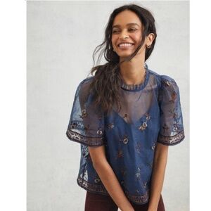 Anthropologie Othilia Isigny Embroidered Blouse